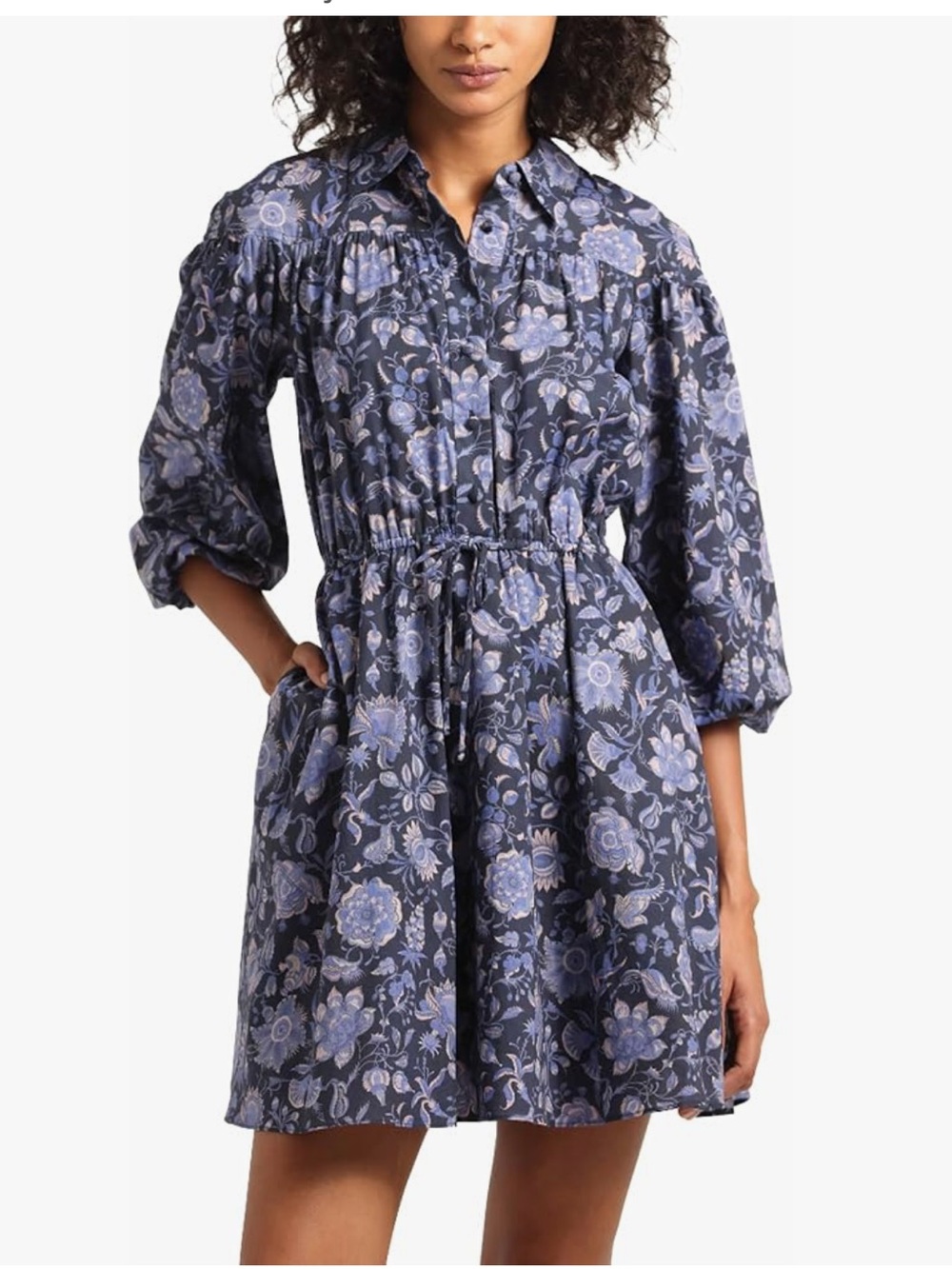 NWT Derek Lam 10 Crosby Arbi Shirtdress - Batik Navy Floral , sz 6